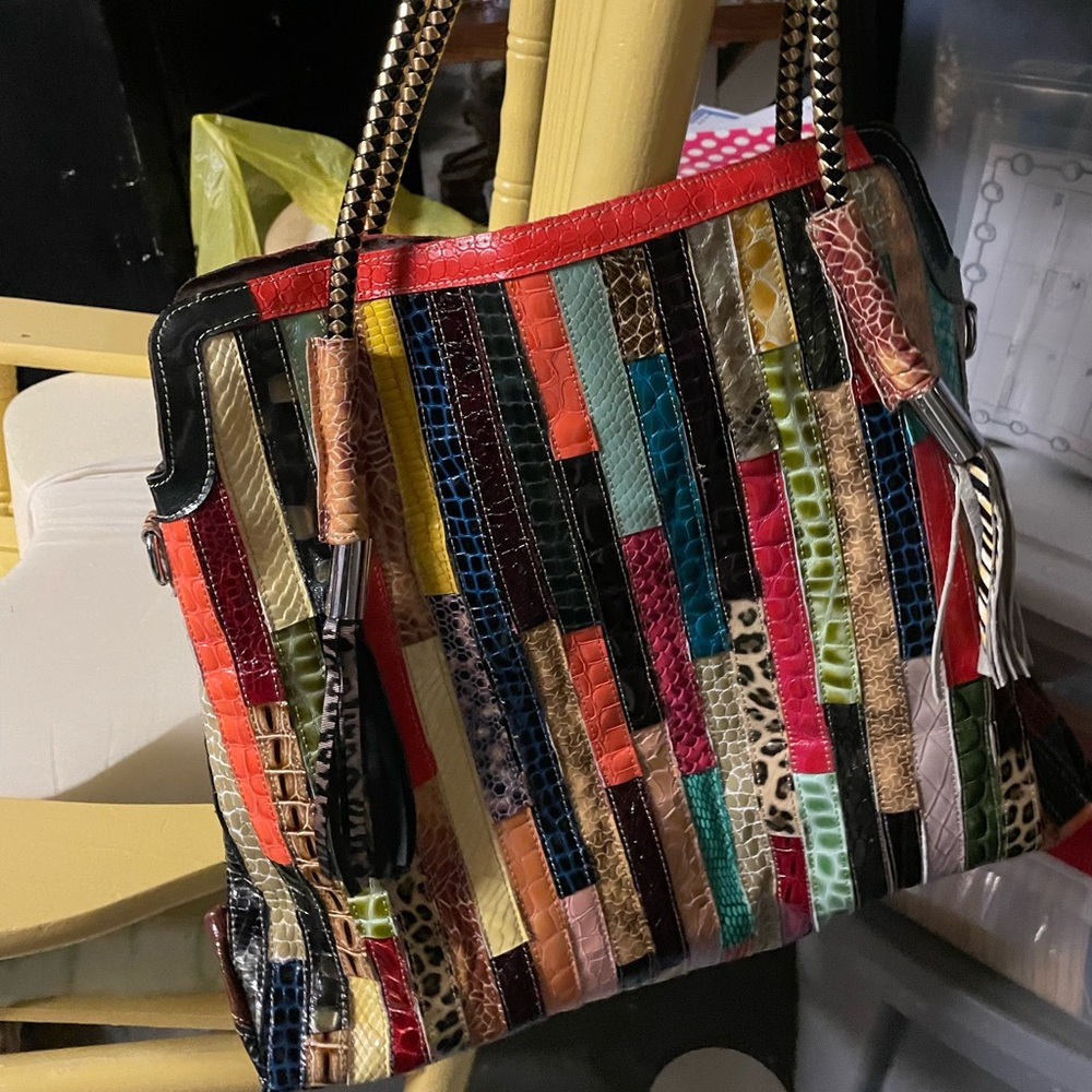 Multicolor Patchwork Shoulder Bag - image 2